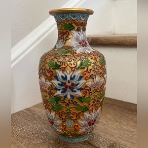 Vintage brass enameled cloissane vase.